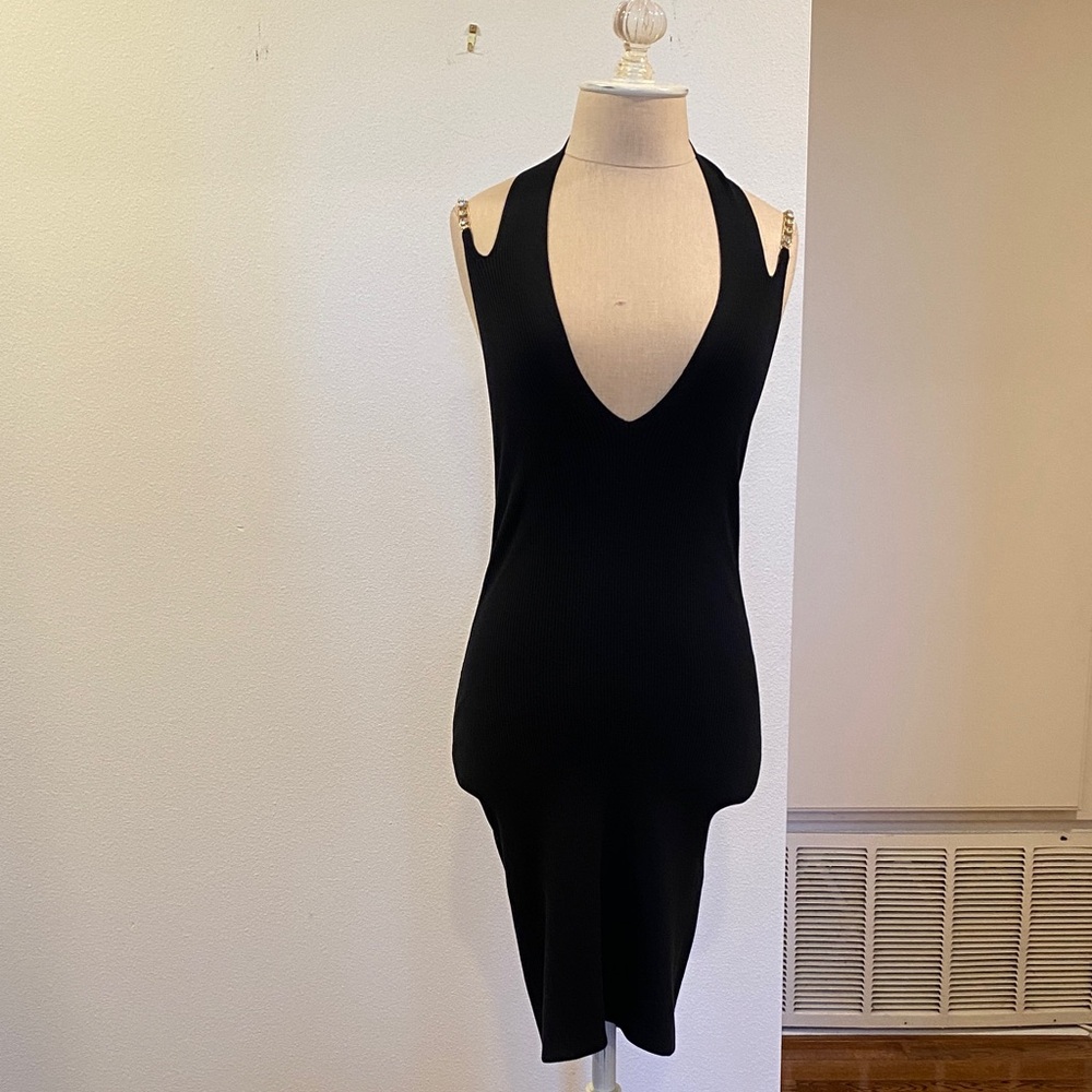 Authentic Versace Black Dress With Crystal Straps